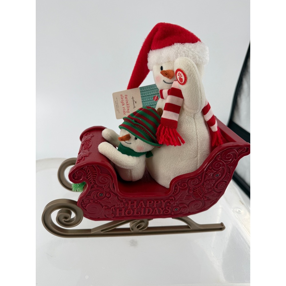 Hallmark Twinkling Sleigh Ride Snowman Plush Musical Light Up Christmas Decor